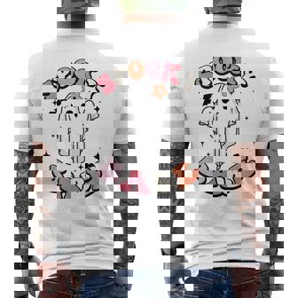 Groovy Ghost Spooky Babe Vibes Retro Floral Hippie Halloween Men's Back Print T-Shirt - Monsterry