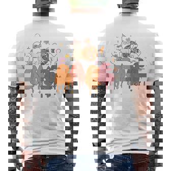 Groovy Spooky Babe Vibes Retro Floral Ghost Hippie Halloween Men's Back Print T-Shirt - Monsterry