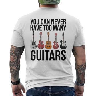 Never Too Many Guitars Guitar T-Shirt mit Rückendruck - Geschenkecke