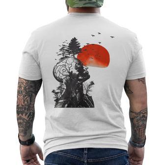 Hangover Human Tree Surreal Artistic Sunset Gray T-Shirt mit Rückendruck - Geschenkecke