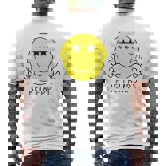 Be Happy Star Eyes Camisa Con Cara Sonriente Amarilla Camiseta Hombre Estampado Espalda - Regaloses