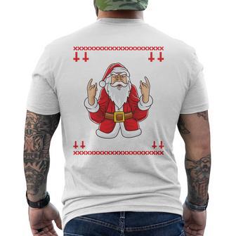 Heavy Metal Christmas Sleigher Hail Santa Claus Rock Music T-Shirt mit Rückendruck - Geschenkecke