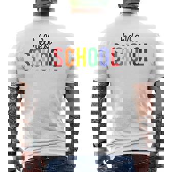 Hello School Rainbow First Day Of School Kid Shirt Men's Back Print T-Shirt - Monsterry