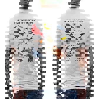 How To Identify Birds Birds Identification Birdwatcher Men's Back Print T-Shirt - Monsterry