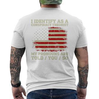 I Identify As A Conspiracy Theorist Vintage American Flag Men's T-shirt Back Print - Thegiftio UK