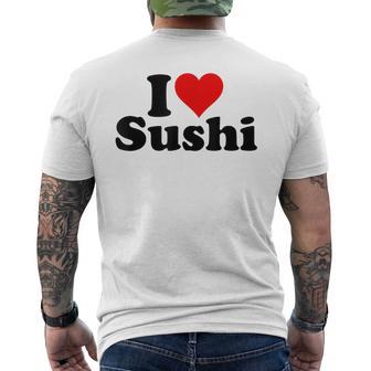 Japanese Food I Love Heart Sushi T-Shirt mit Rückendruck - Geschenkecke