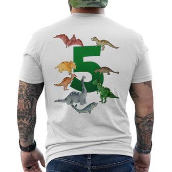 Kinder Geburtstags 5 Jahre Dinosaurier Dino 5 Geburtstag T-Shirt mit Rückendruck - Geschenkecke