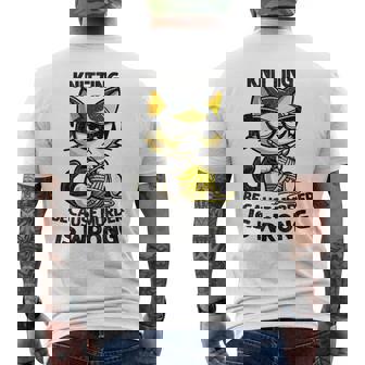 Kitten Knitting Because Murder Is Wrong Cat Men's Back Print T-Shirt - Monsterry