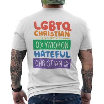 LGBTQ Christian Is Not An Oxymoron LGBT Pride Premium Men's Back Print T-Shirt - Monsterry
