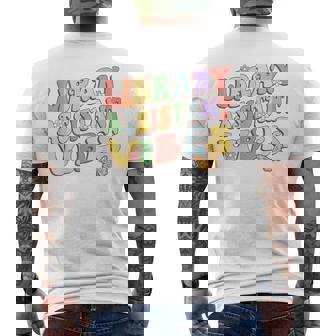 Library Assistant Vibes First Day Of School Retro Librarian Men's Back Print T-Shirt - Monsterry