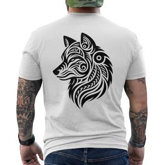 Loup Tribal Polynésien Tribal Maori Motif Loup T-shirt imprimé au dos - Cadeauxyz
