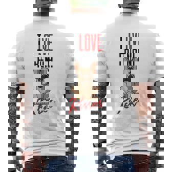 I Love French Kisses French Bulldog Doggy Frenchie Mom Men's Back Print T-Shirt - Monsterry