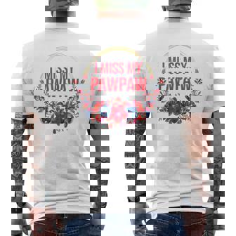 I Miss My Pawpaw Flower Red Blue Floral Family Memorial Men's Back Print T-Shirt - Monsterry
