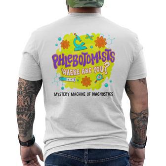 Mystery Machine Of Diagnostics Lab Week 2025 Phlebotomist Men's T-shirt Back Print - Thegiftio UK