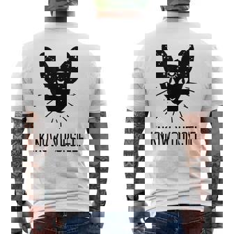 Mystical Magical Cat Sacred Symbols Geometry Men's Back Print T-Shirt - Monsterry