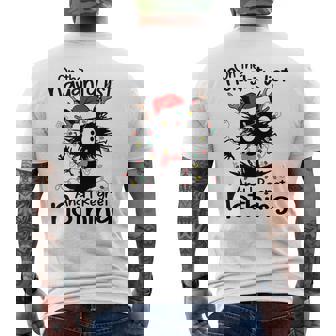 On The Naughty List I Regret Nothing Cat Christmas Lights Men's Back Print T-Shirt - Monsterry