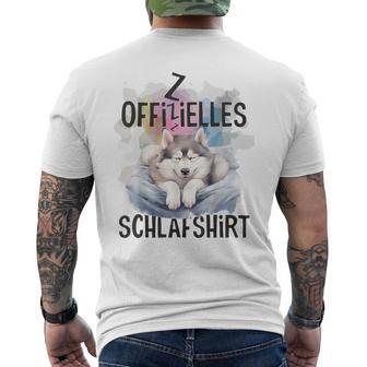 Official Siberian Husky Dog Sleep Blue T-Shirt mit Rückendruck - Geschenkecke