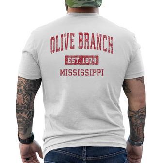Olive Branch Mississippi MS Vintage Sports Red Men's Back Print T-Shirt - Monsterry