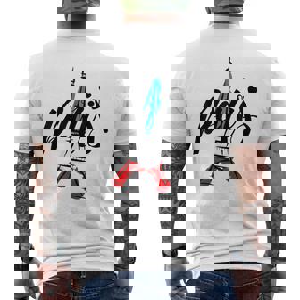 Paris France Flag With Eiffel Tower Paris Sketch Camiseta Hombre Estampado Espalda - Regaloses