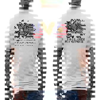 Peace Love America American Flag Leopard Men 4th Of July Men's Back Print T-Shirt - Monsterry