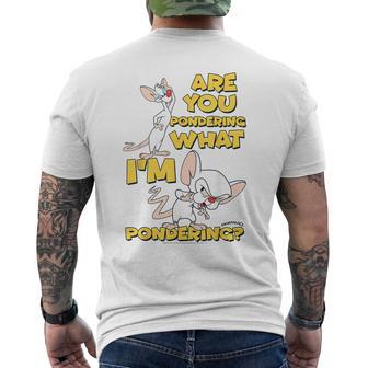 Pinky And The Brain Pondering Gray T-Shirt mit Rückendruck - Geschenkecke