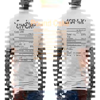 Pound Cake Nutrition Facts Thanksgiving Christmas Men's Back Print T-Shirt - Monsterry