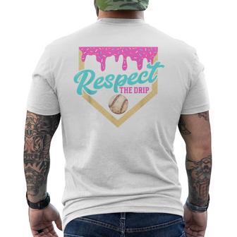 Respect The Drip Baseball Home Plate Ice Cream Dripping Men's T-shirt Back Print - Thegiftio UK