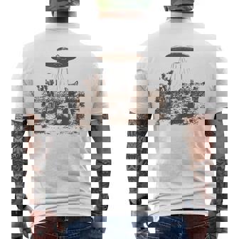 Retro 90S Western Vintage Ufo Cowboy Cat Wild West Kitten Men's T-shirt Back Print - Thegiftio