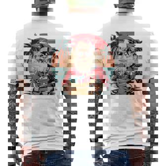 Santa Beach Vibes Christmas Retro Sunset Tropical Men's Back Print T-Shirt - Monsterry