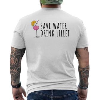 Save Water Drink Lillet Summer Alcohol Lillet S T-Shirt mit Rückendruck - Geschenkecke