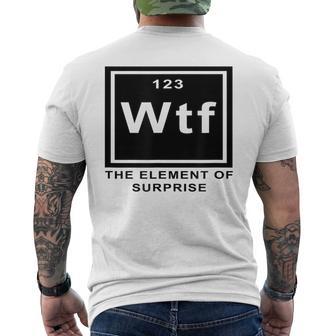 Science Witz Periodic Table Is The Element Of Surprise Wtf Gray T-Shirt mit Rückendruck - Geschenkecke