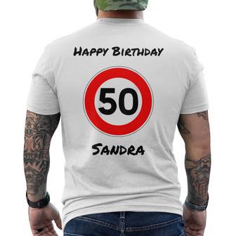 Señal De 50 Cumpleaños Sandra – Happy Birthday – 50 Años Camiseta Hombre Estampado Espalda - Regaloses