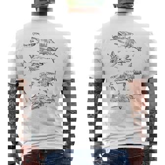 Shark Encyclopedia Simple Animal Sketch Men's Back Print T-Shirt - Monsterry