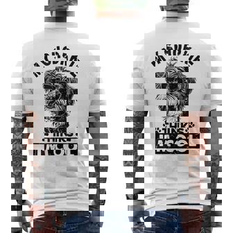 My Shorkie Dog Thinks I'm Cool Vintage Retro Dog Lover Men's Back Print T-Shirt - Monsterry
