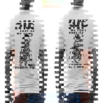 Skeleton Guns Make Me Happy You Not So Much Men's Back Print T-Shirt - Monsterry