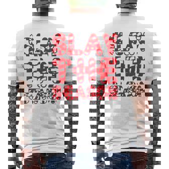 Slay The Season Candy Cane Lettering Slay Queen Christmas Men's Back Print T-Shirt - Monsterry