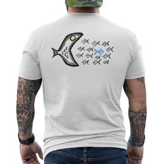 Smilo & Bron With Fish Motif Gray T-Shirt mit Rückendruck - Geschenkecke