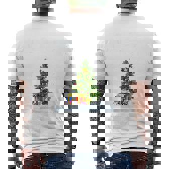 Snowing On Christmas Tree With Christmas Star Snowy Xmas Men's Back Print T-Shirt - Monsterry