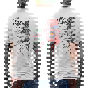 Snowman Mimi Candy Cane Red Plaid Christmas Men's Back Print T-Shirt - Monsterry