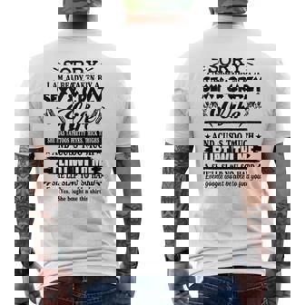 Sorry I Am Already Taken By A Sexy And Crazy Tattooed Wife Tank Top Men's Back Print T-Shirt - Monsterry