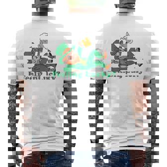 St Patrick's Day Feeling Lucky Leprechaun Men's T-shirt Back Print - Seseable