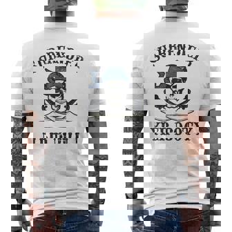 SURRENDER YER BOOTY Pirate Talk Day Joke Skull Swords Men's Back Print T-Shirt - Monsterry