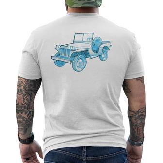 T-Shirt With Artwork Depicting Classic Four-Wheel Drive Ca Men's Back Print T-Shirt - Monsterry