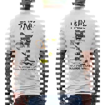 Tennis Because Murder Is Wrong Cat Plays Tennis Men's Back Print T-Shirt - Monsterry