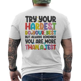 Try Your Hardest Do Your Best Test Testing Day Teachers Men's T-shirt Back Print - Thegiftio UK