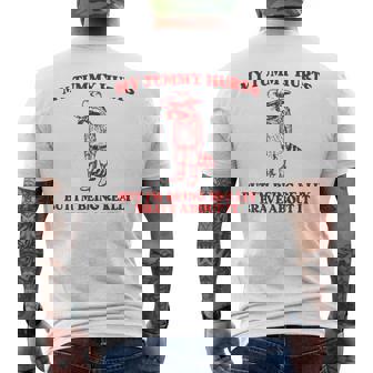 My Tummy Hurts But I'm Being Really Brave Raccoon Cowboy Men's T-shirt Back Print - Monsterry