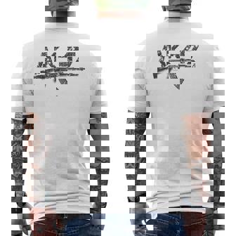 Vintage Ak-47 Rifle Envejecido Camiseta Hombre Estampado Espalda - Regaloses