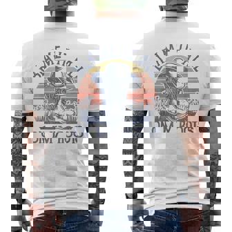Vintage Blame It All On My Roots Cowboy Hat Country Music Men's Back Print T-Shirt - Monsterry