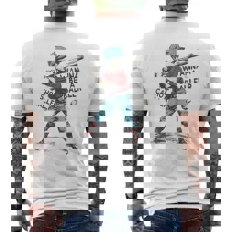 Wanna Be A Baller Shot Caller Retro Game Day Baseball Boy Men's T-shirt Back Print - Seseable