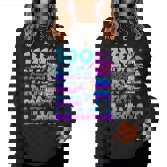 100 Days Of School No Probllama Llama 100Th Day Gamers Women Sweatshirt - Monsterry